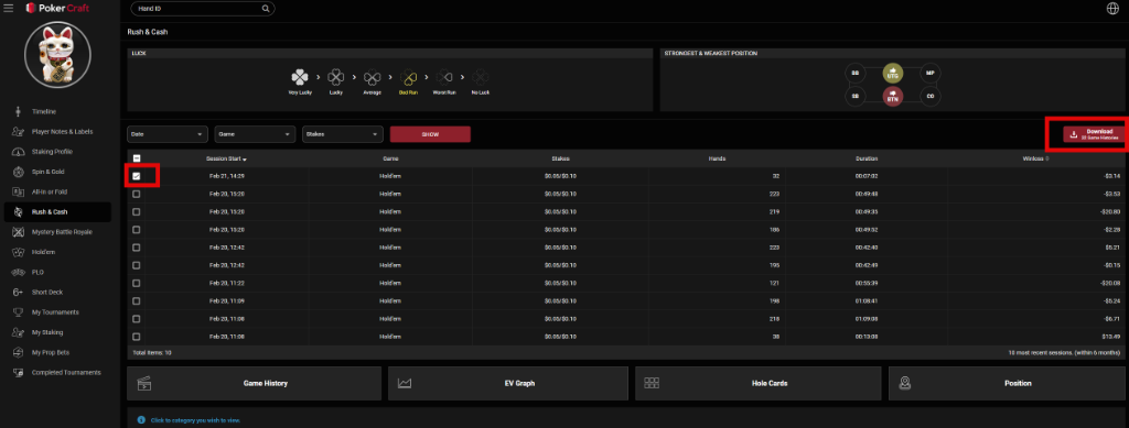 Step 3: Select sessions and click Download